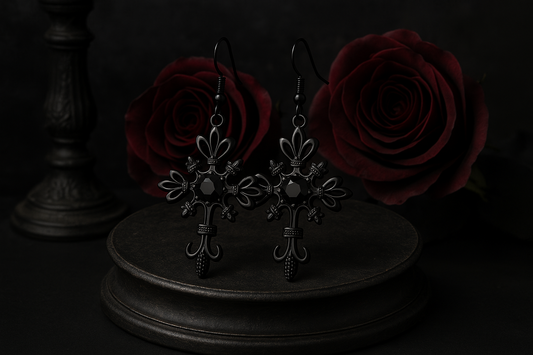 Gothic Earrings Cross with diamond (4 colors)