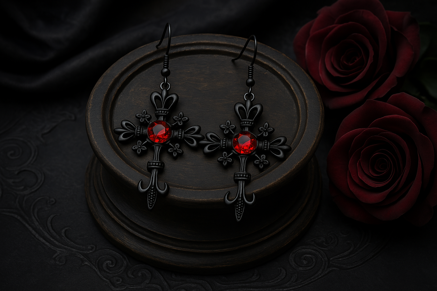 Gothic Earrings Cross with diamond (4 colors)