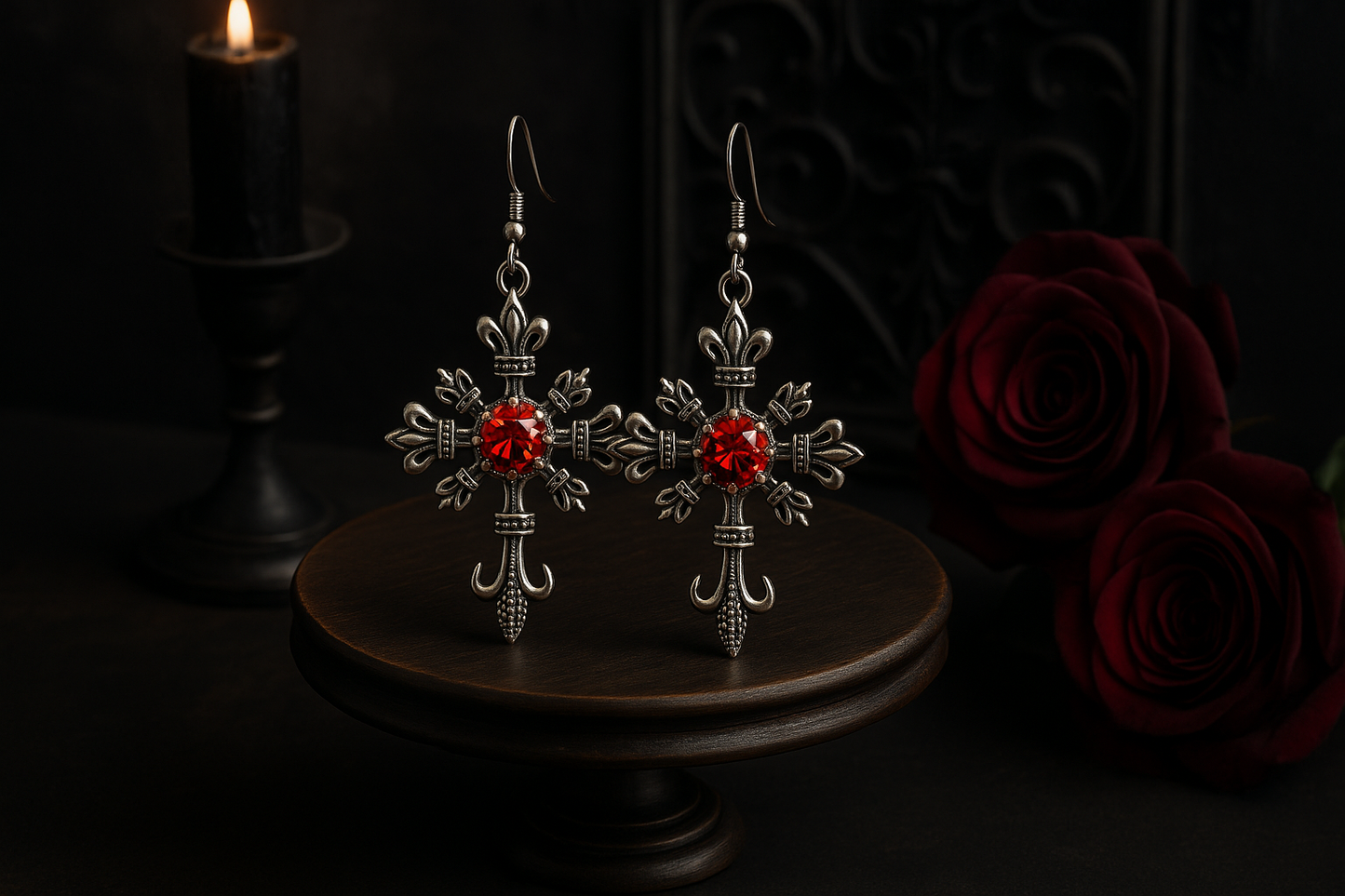 Gothic Earrings Cross with diamond (4 colors)