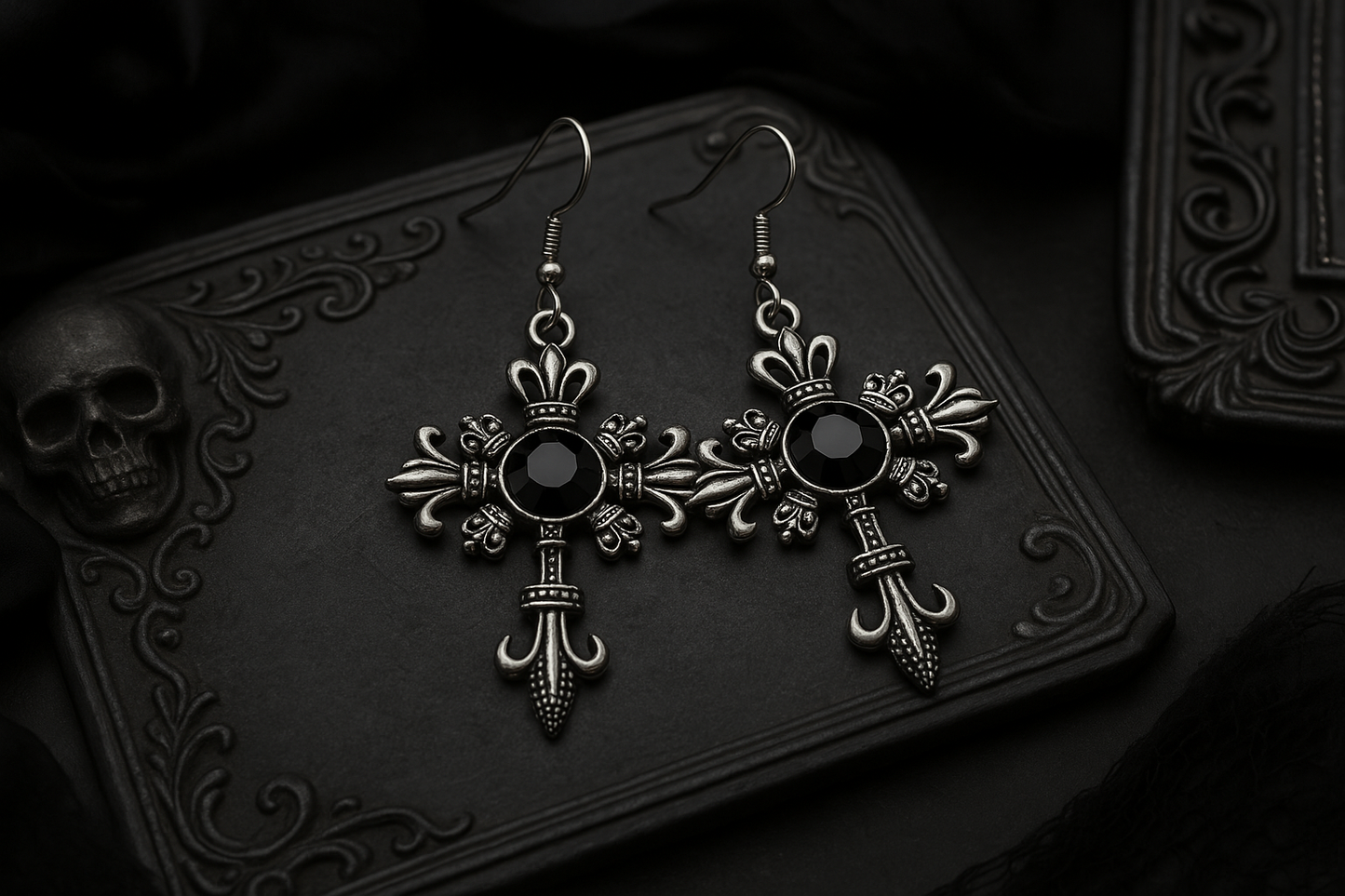 Gothic Earrings Cross with diamond (4 colors)