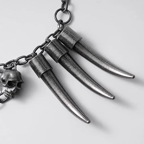 Skull Studded Neo-Gothic Necklace – Unisex Statement Jewelry