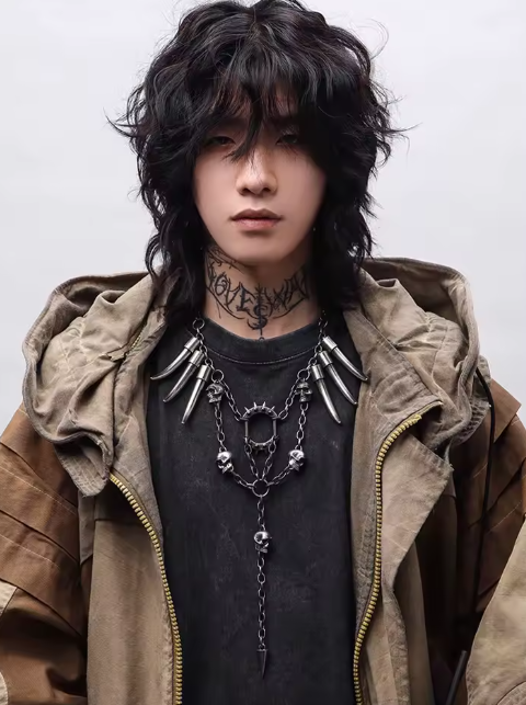 Skull Studded Neo-Gothic Necklace – Unisex Statement Jewelry