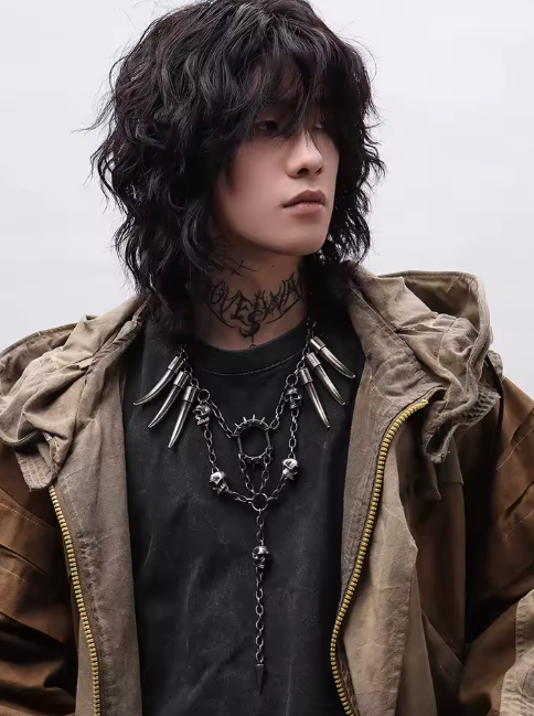 Skull Studded Neo-Gothic Necklace – Unisex Statement Jewelry