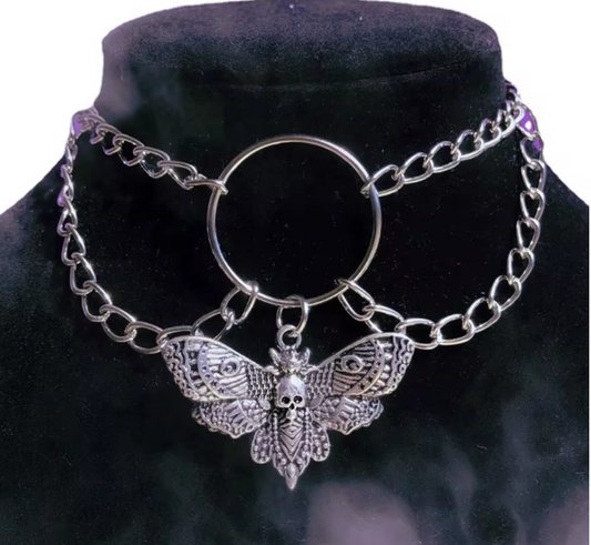 "Nocturne" Gothic Moth Chain Choker