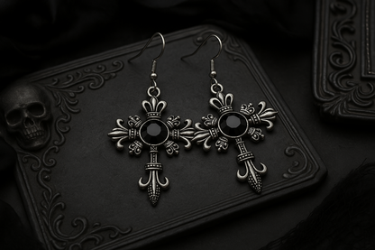 Gothic Earrings Cross with diamond (4 colors)
