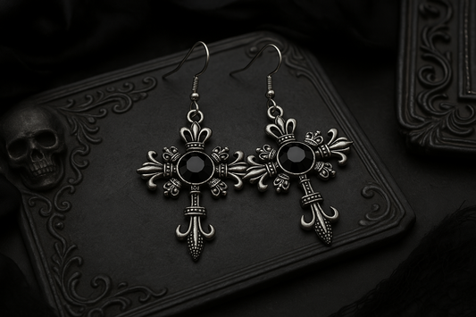 Gothic Earrings Cross with diamond (4 colors)