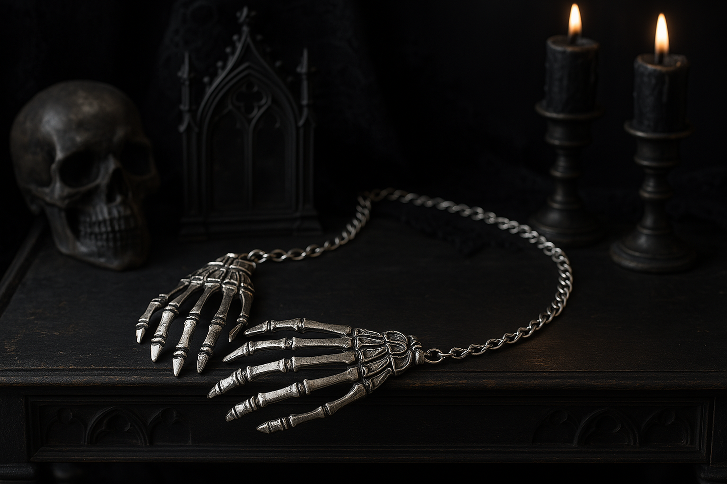 Hug of skeleton's Hands Necklace