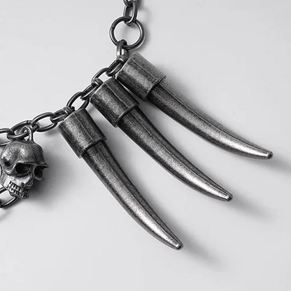 Skull Studded Neo-Gothic Necklace – Unisex Statement Jewelry