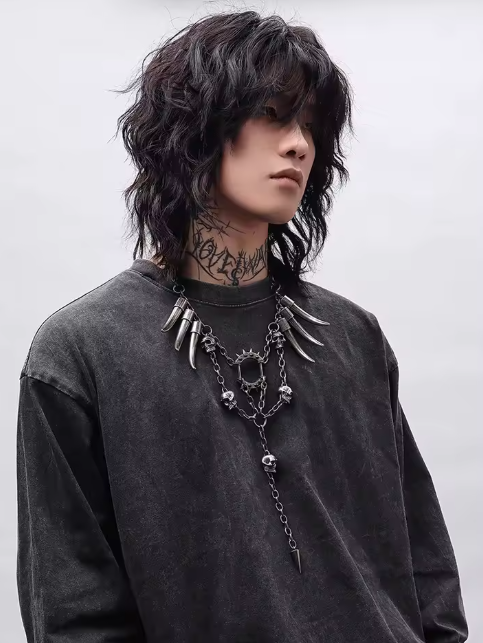 Skull Studded Neo-Gothic Necklace – Unisex Statement Jewelry