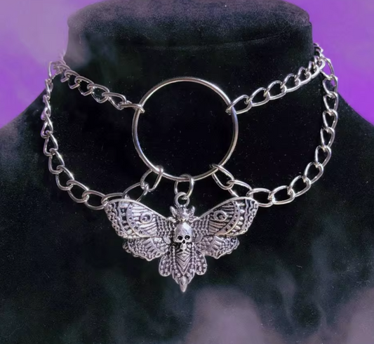 "Nocturne" Gothic Moth Chain Choker